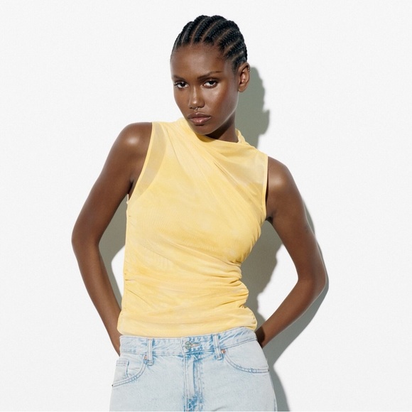 ZARA DRAPED TULLE TIE DYE TOP - Picture 2 of 7